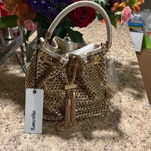 Olga Berg Gold and Cream Shoulder Bag